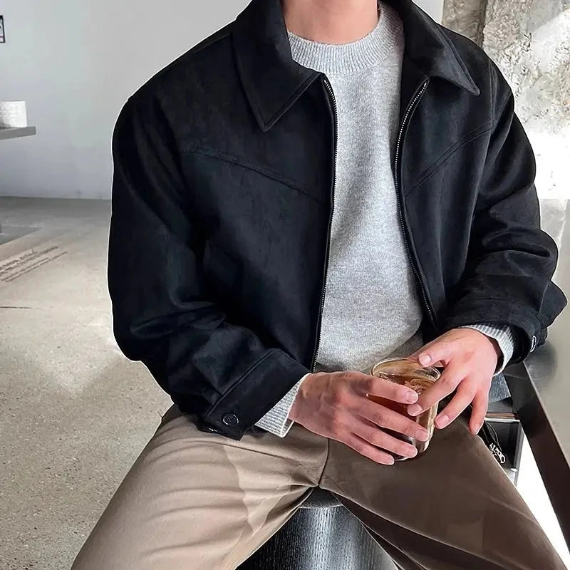 Men's Short Bomber Jackets 2024 Spring Retro Y2k Lapel Zipper Pocket Windbreaker Coats Luxury High Quality Overcoat Streetwear voguable