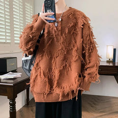 Voguable  Korean K-POP High Street Sweater Thorn Style Solid Color Knitted Pullover Fashion Autumn/winter Warm Men's Top Hip Hop Clothing voguable