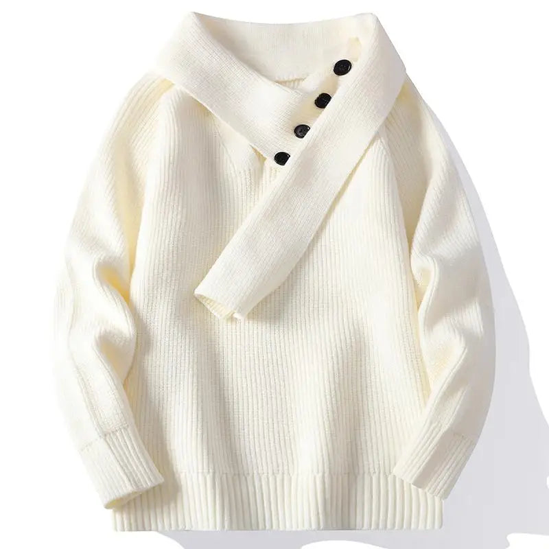 Voguable  Winter/Autumn Trendy Scarf V-neck Men's Knitted Sweater High Street Korean Style Fashion Youth Hoodies voguable