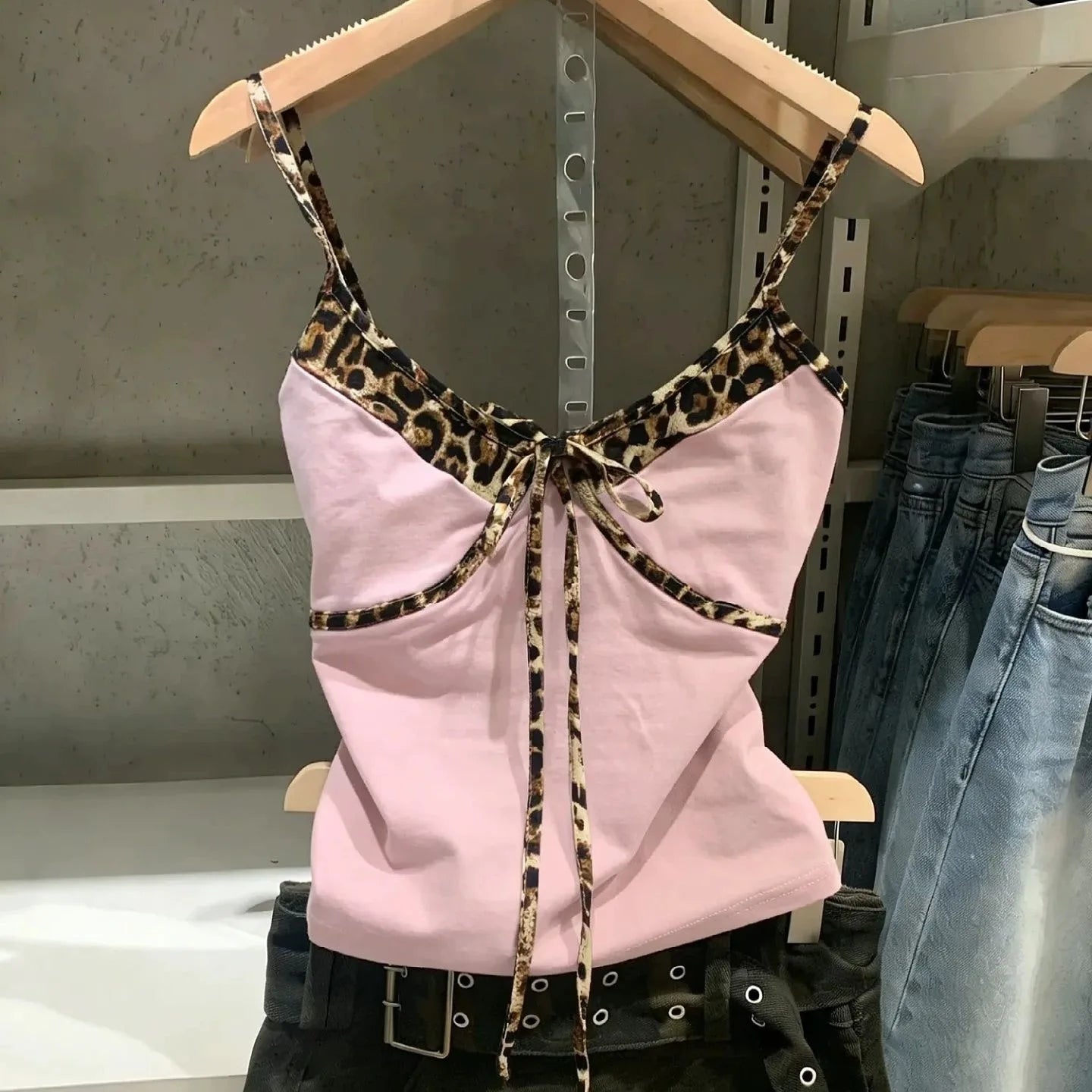 Voguable  2000s American Vintage Sexy Leopard Camis Y2k Harajuku Slim Lace Patchwork Tanks Summer Streetwear Beach Party Sleeveless Tops voguable