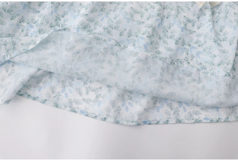 Voguable Women's New French Seaside Resort Style Tassel Lace Suspender Dresses Female Summer Fake Two-piece Mid-length Floral Fairy Dress voguable