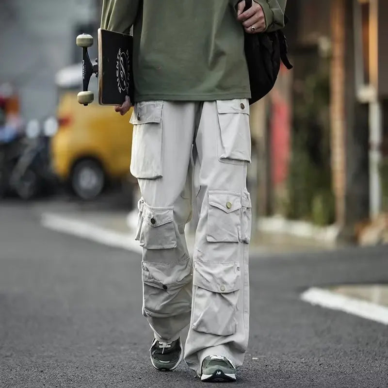 Street Popular Multi-pocket Overalls Men's Harajuku Style Loose Casual Pants High Street Retro Women’s Slacks Hip Hop Trousers