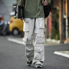 Street Popular Multi-pocket Overalls Men's Harajuku Style Loose Casual Pants High Street Retro Women’s Slacks Hip Hop Trousers
