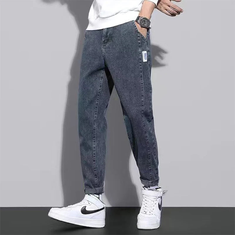 Spring Autumn Y2K Korean Vintage Harajuku Jeans Men Male Clothes Loose Casual Trousers Stretch Leggings Trend All Match Pants voguable