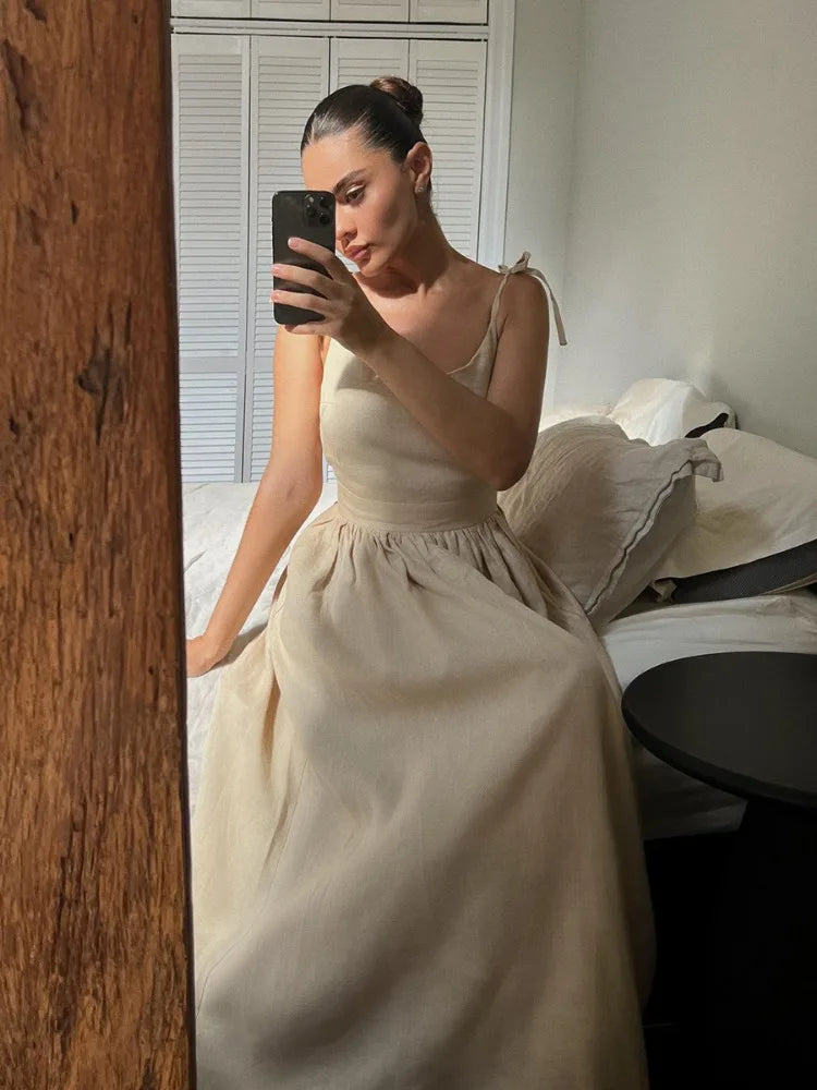 TARUXY Sexy Backless Beach Dress For Women V Neck Splice Folds Long Dresses Womens Party Elegant Bandage Maxi Sundress Female voguable