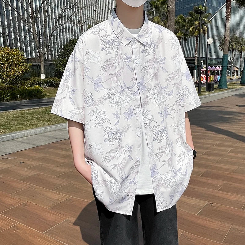 Voguable  Men's Stylish Summer Short Sleeve Hawaiian Shirt Tropical Floral Print Breezy Lightweight Casual Beachwear Fashion voguable