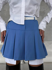 Taruxy New Mini Skirt For Women Cute High Waist Fashion Y2K Skirts Set 2022 Casual Streetwear Womens Bottom Black Pleated Skirts voguable