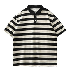Voguable  Striped Short Sleeve POLO Shirt Men's Summer Polo T-shirt Casual Half Sleeve Top Korean Men's Clothing voguable