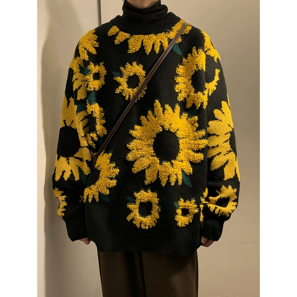 Winter Sunflower Warm Sweaters Male O-Neck Pullovers Sweater for Men Loose Casual Sweater Oversize Thick Knitted Couple Unisex