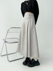 Women's A-line Black Pleated Skirt Vintage 90s Aesthetic Y2k Grey Long Skirt Harajuku Korean Skirts 2000s Clothes 2024 voguable