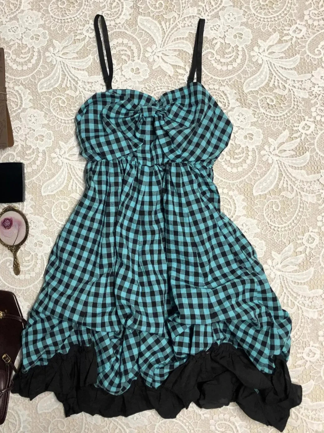 Voguable  Y2k Sweet Kawaii Lolita Dress Women Japanese Vintage Lace Bow Ruffle Cake Dress Harajuku Slim Bandage Dress Summer Fashion voguable