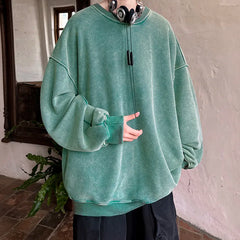 American Washed Old Pullovers Sweatshirts Men Loose Solid Color Autumn Large Size Warm O Neck Tops Hip Hop Y2k Sweatshirt voguable