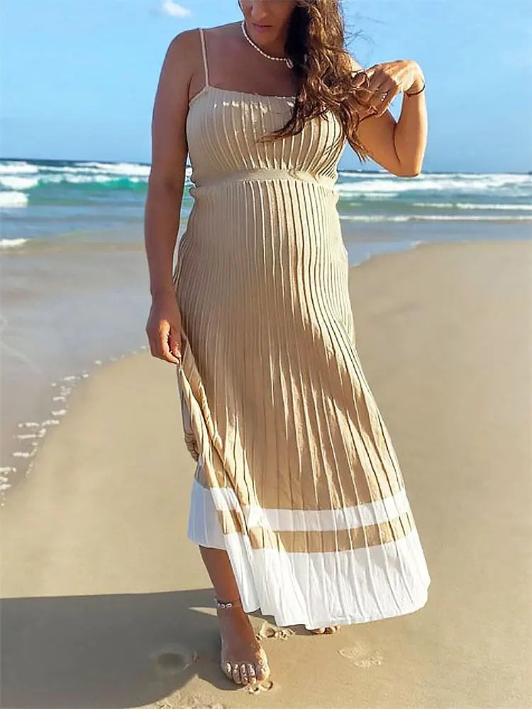 Backless Ribbed Maxi Dress For Women Summer New Holiday Party Stretch High Waist Bodycon Maternity Dresses Knit Sundress voguable