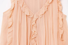 Fashion Ruffle Chic Summer Tank Top For Women Chiffon Solid Color Loose Sleeveless Top V Neck Sweet Hic Woman Vest 2025 New voguable