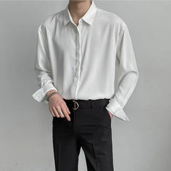 2024 Luxury Spring Clothing Men's Casual Turn Down Collar Texture Shirts Vintage Buttons Solid Color Long Sleeve Leisure Clothes voguable