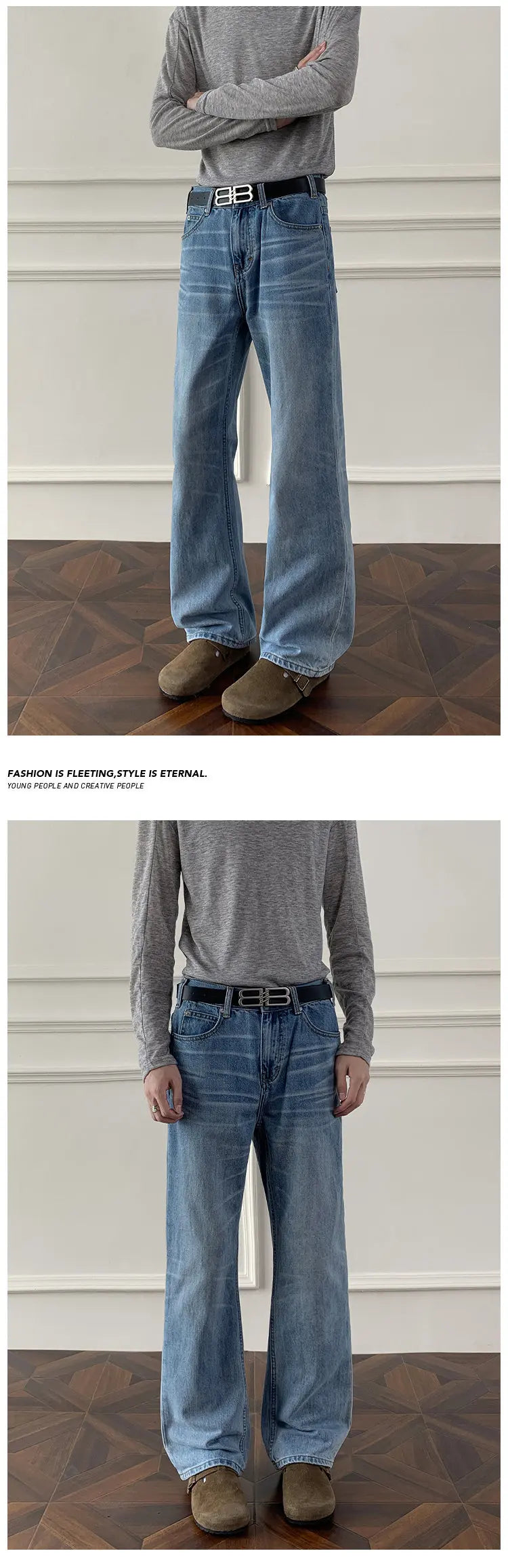 Autumn jeans Mens Classic Straight Leg Jeans Blue Washed Denim Trousers Wholesale Fall Fashion Casual Pants voguable