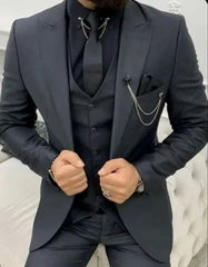 Voguable  Men Single Breasted Suits 3 Pieces Slim Fit Wedding Tuxedo Premium Formal Blazer with Pants Prom Party Groom Office Wear voguable