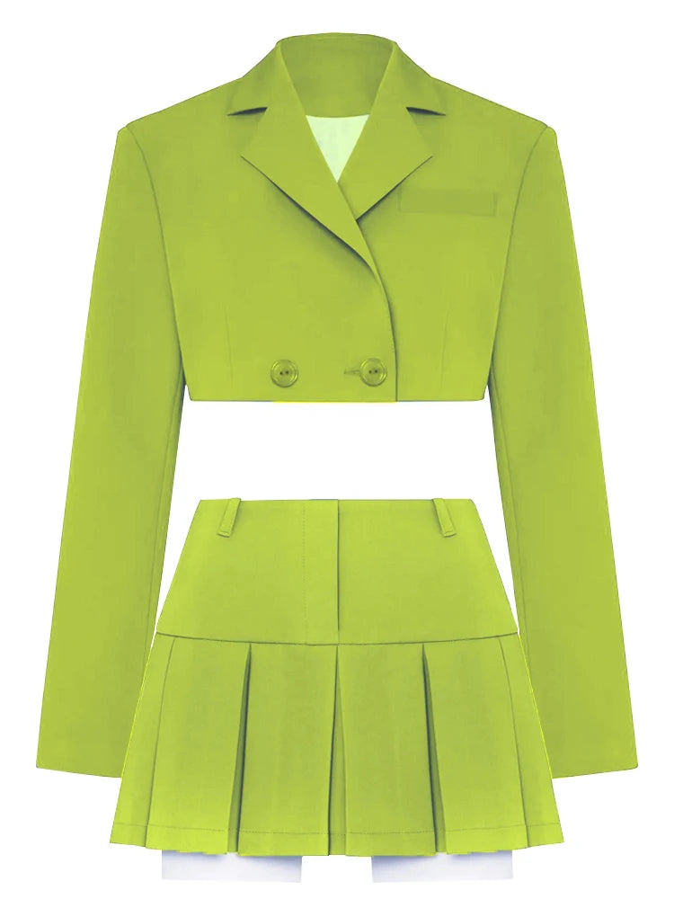 Taruxy Green New Blazers For Women Cropped Coats Jacket Summer Casual Outfits 2022 Fashion Chic Jacket Women's Blazer Suits voguable