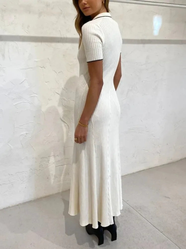 TARUXY Knitted Rib Slim Maxi Dresses For Women High Waist Casual Loose Dress Women's Autumn Elegant Temperament Long Dress Femme voguable