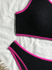 Voguable  Sexy Contrast Color One Shoulder Bikini Women Split Swimsuit Beach Vacation Bikini 2026 New All Season Bikinis 2 Piece Set voguable