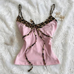 Voguable  2000s American Vintage Sexy Camis Y2k Harajuku Hot Girl Slim Leopard Patchwork Tank Summer Streetwear Beach Party Sleeveless Top voguable