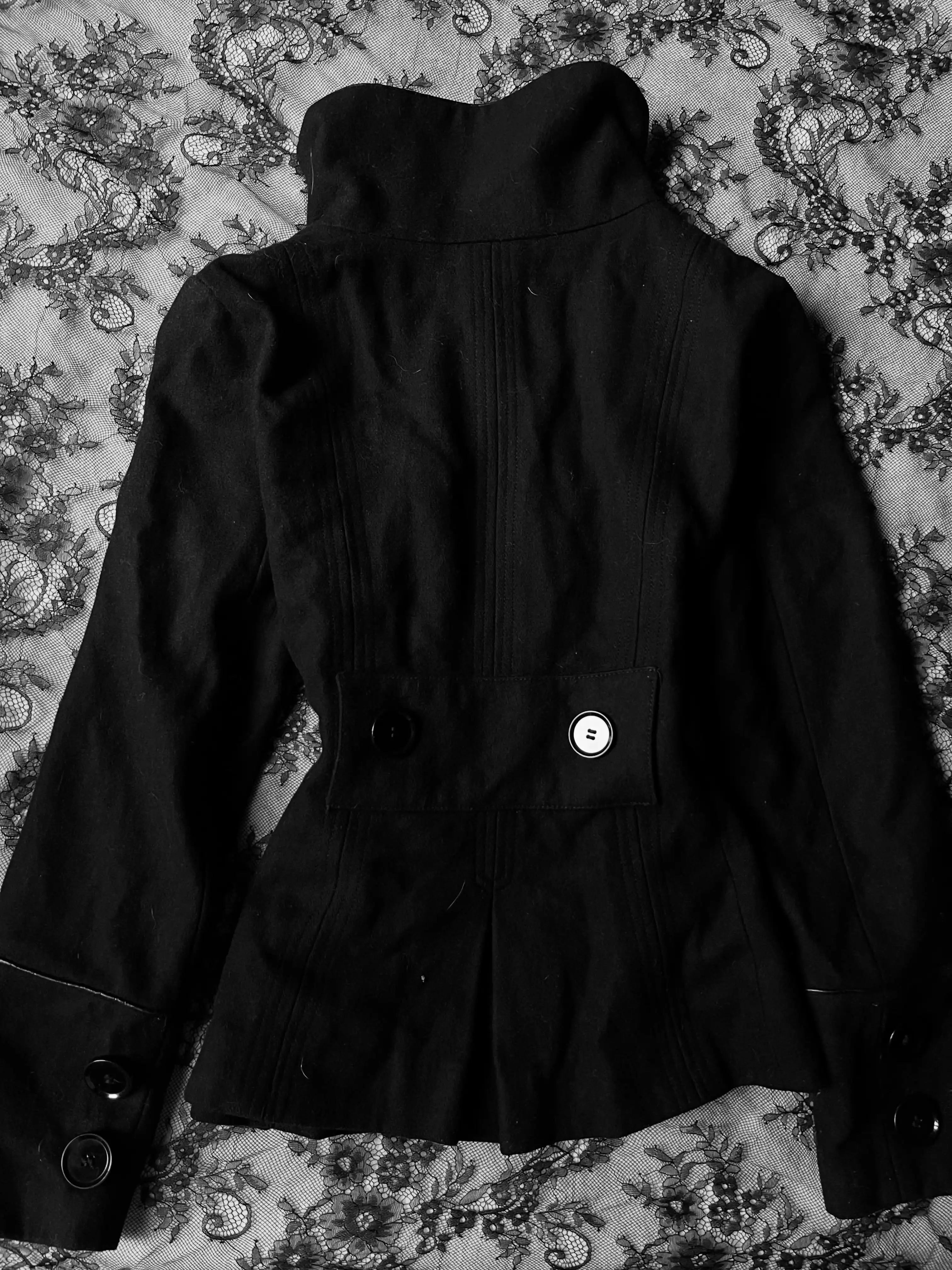 Voguable  Women's Y2K Gothic jacket with black stand up collar button details, slim fit jacket, punk retro 2000s Alt fashion jacket voguable
