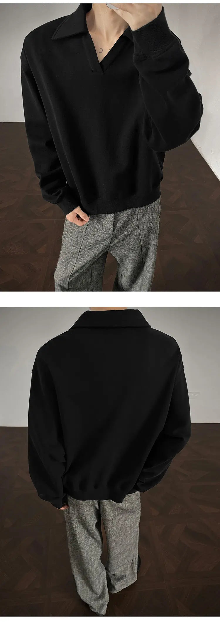 Long sleeve t Shirt men 2025 Arrival Men Polo Shirt Solid Color Casual Relaxed Fit Collar Tops Autumn Fall Fashion Mens Clothing voguable