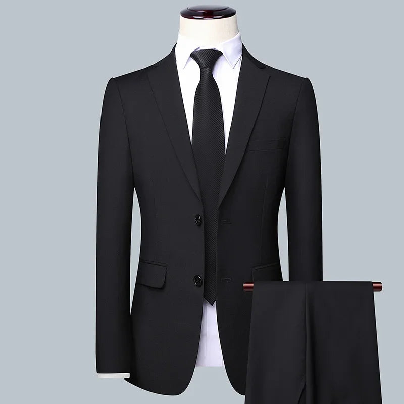 Voguable High-quality solid color (suit + vest + trousers) Men's business formal suit 3/2 business suit bridegroom and best man voguable