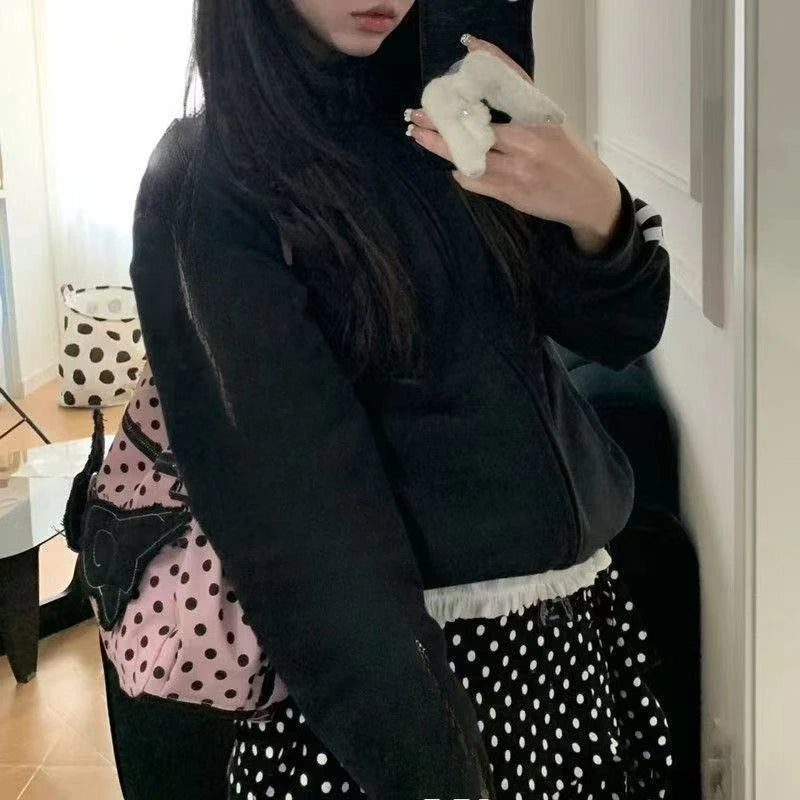 Streetwear Trendy Y2k Aesthetic Dots Wings Women's Handbags Fashion Office Lady Shoulder Underarm Bag All Match Casual Backpacks voguable