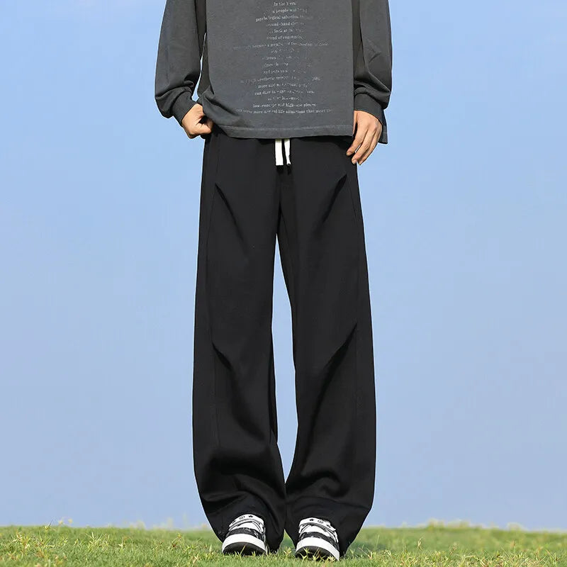 Mens Casual Sweatpants Loose Fit Straight Leg Elastic Hem Adjustable Stretchable Joggers Trousers Outdoor Lounge Comfort Pants voguable