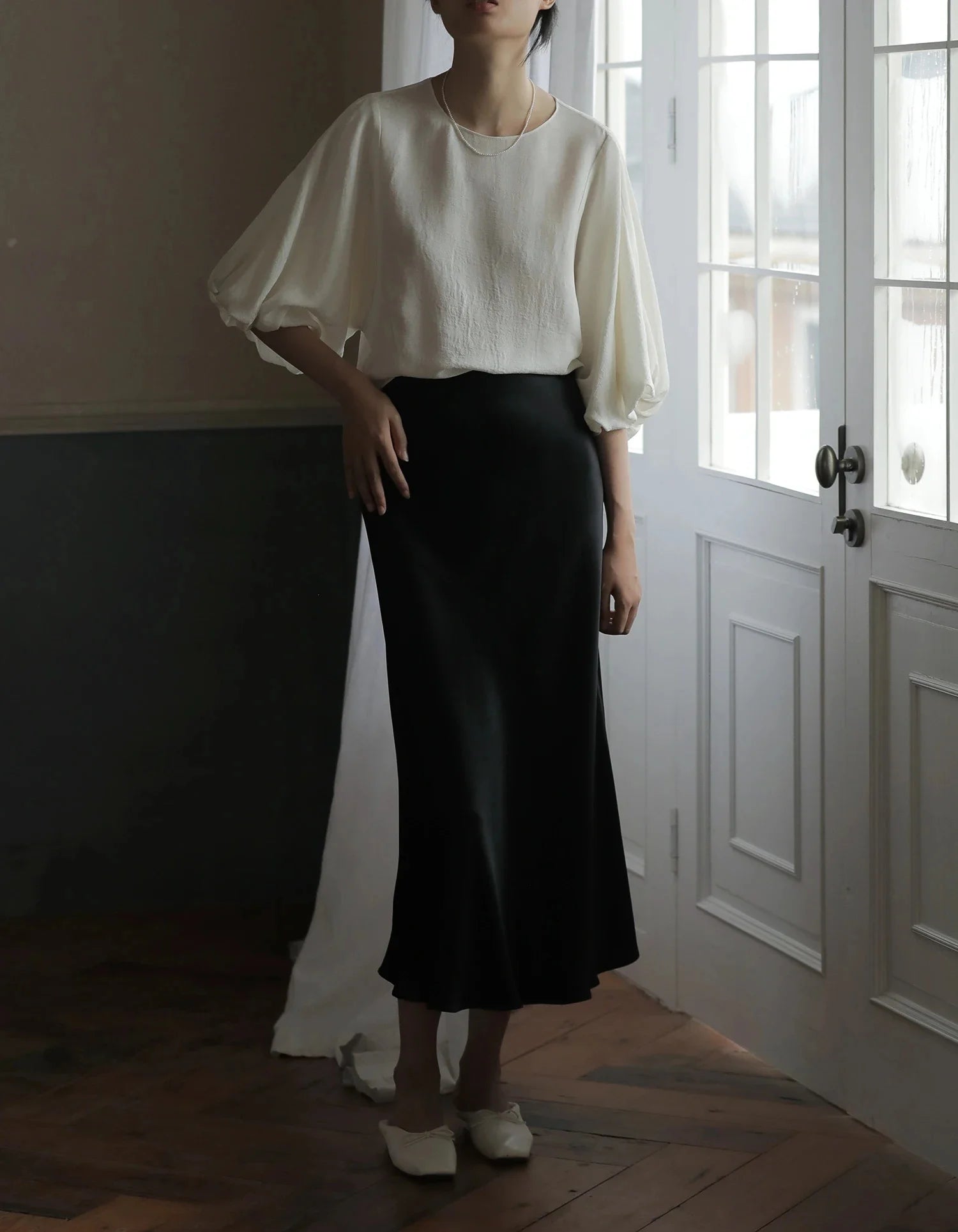 Silk Satin Skirts for Women Korean Style Champagne Office High Waist A- line Skirt Fashion Elegant Solid Long Pencil Skirt 2024 voguable