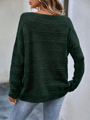 New solid color hollow round neck pullover knitted sweater voguable