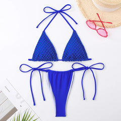 Voguable  Halter String Brazilian Bikini Women Thong Swimwear Female Triangle Swimsuit Solid Bathers Bathing Swimming Suit Beachwear voguable