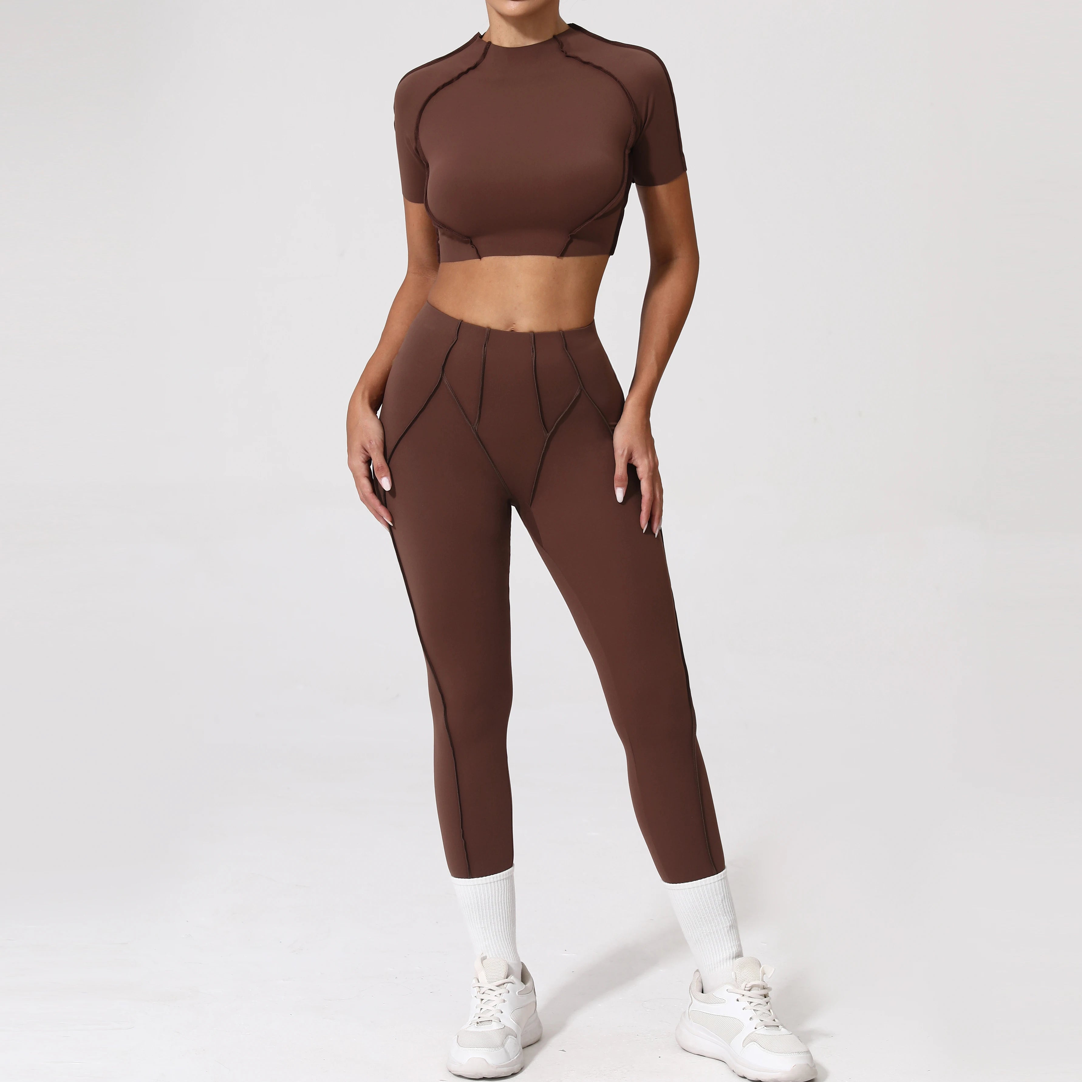 Voguable  2PCS Yoga Suit Sports Set Women Quick-Drying Gym Set Women Tracksuit Running Workout Long Sleeve Sports Shirt Yoga Clothing voguable