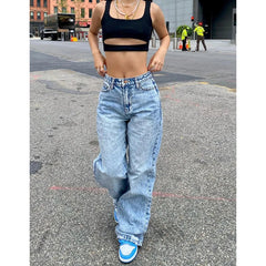 Jeans y2k Aesthetic Clothes Women Mid Waist Baggy Loose Trousers with Pockets Fashion Ladies Denim Pants Streetwear voguable