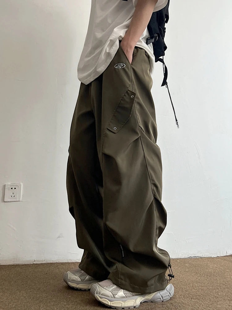 Voguable  Techwear Parachute Cargo Pants Men Hip Hop Wide Leg Trousers Male Quick Drying Streetwear Loose Oversize Korean Hip Hop voguable