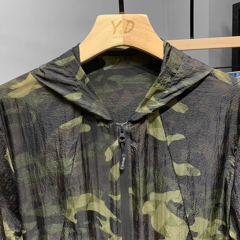 Voguable  Sunscreen Clothes for Men's in Summer New Pattern Cardigan Hooded Camouflage Thin Style Fashion All-match Outdoors Coats voguable
