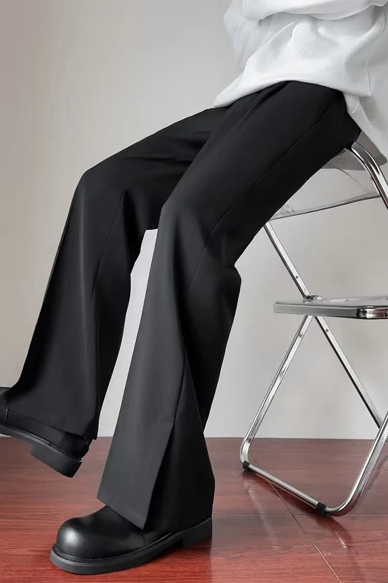 Fashion Spring Autumn Men Split High Waist Trousers Male Long Thin Solid Color Pant Men's Casual Straight Suit Pants voguable
