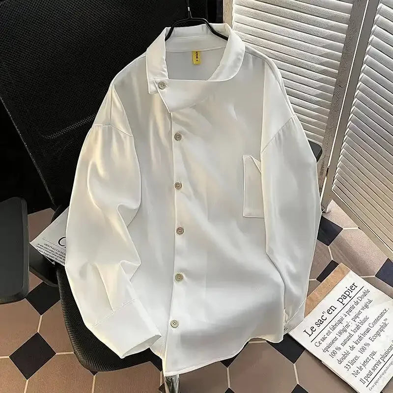 Voguable  Men's Clothing Trendy Unisex Shirts New Loose Tops Irregular Long-sleeved Coat Shirts voguable