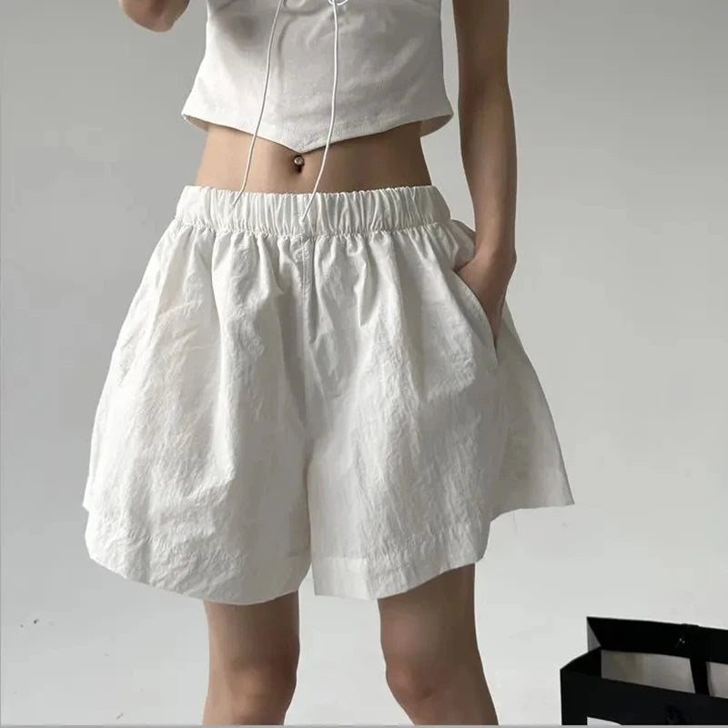 Summer New Women Wide Leg Shorts Y2K High Waist Loose Outdoor Casual Shorts Fashion Solid All-Match Female Jogging Shorts voguable