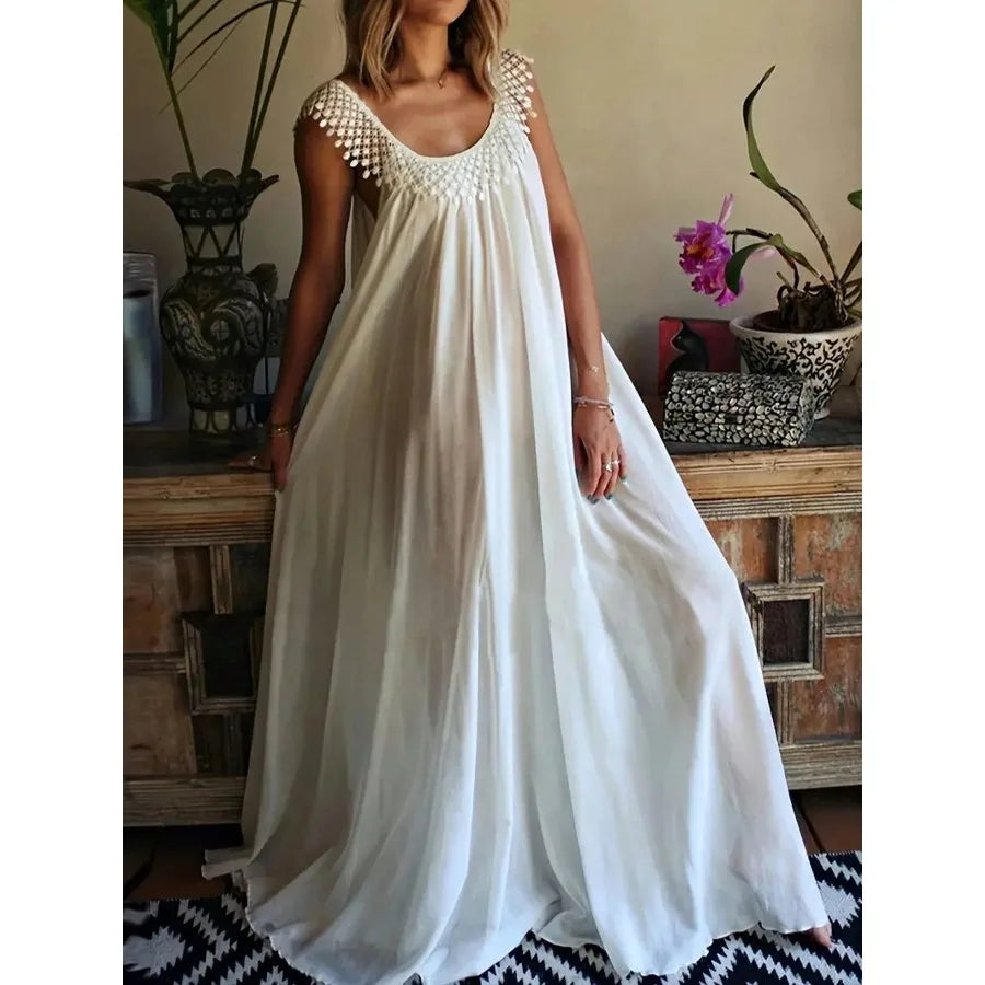 Voguable  Summer European and American -   simple solid color high-end jumpsuit long dress voguable