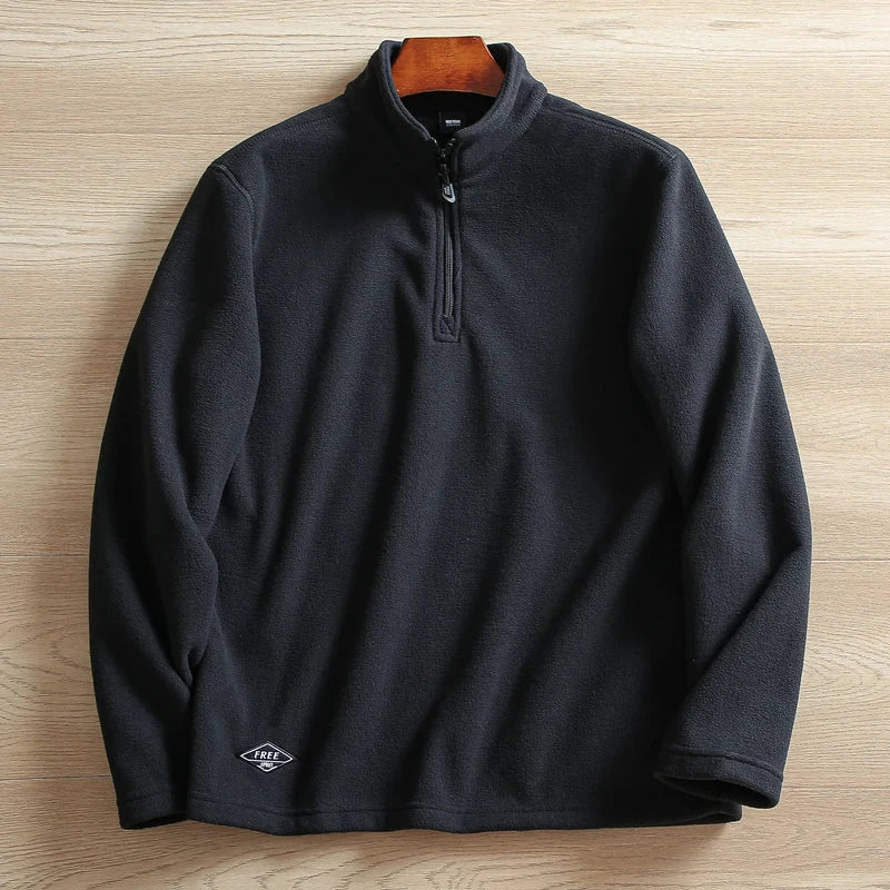 Heat Storage Double-sided Fleece Pullover Autumn Winter Outdoor Windproof Warm Semi-zipper Stand Collar Casual Sweatshirt Jacket voguable
