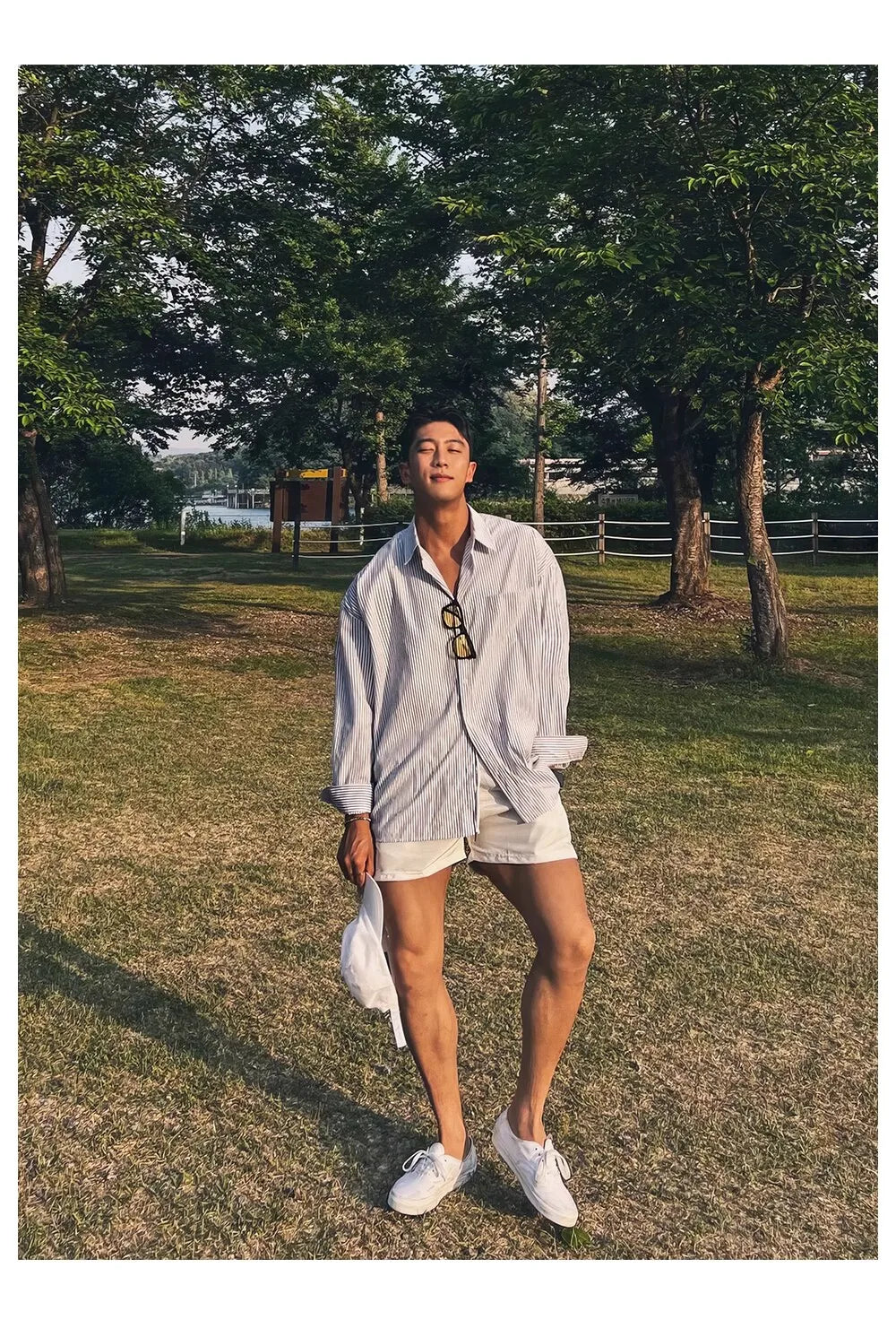 Voguable Men's Blue Vertical Striped Long-Sleeved Shirt, Korean Style High Quality Casual  Shirt Coat voguable