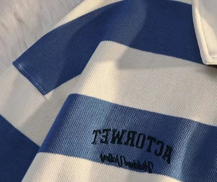 T Polo Shirts For Men Black Tops Oversize Male Clothes Big Size Embroidery Stripe Luxury Casual Full Sleeve High Brand Aesthetic voguable