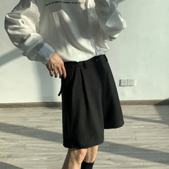 Voguable Summer Grey/Black Suit Shorts Men Fashion Society Men Dress Shorts Korean Style Loose Straight Shorts Men Casual Shorts M-XL voguable