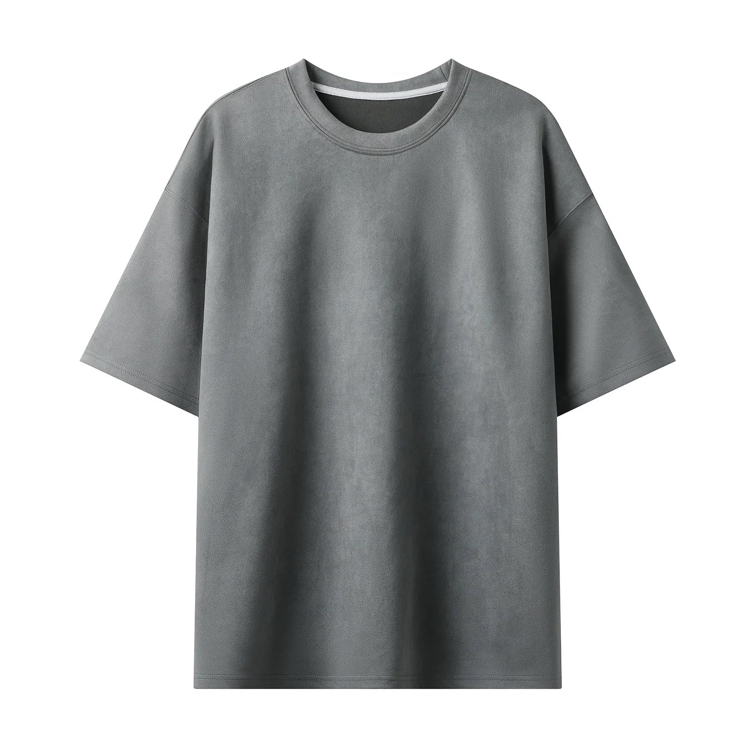 Summer Short-sleeved T-shirt Men Oversized Casual Suede T Shirt Men Streetwear Loose Solid Color O-neck Tshirt Mens Top M-3XL voguable