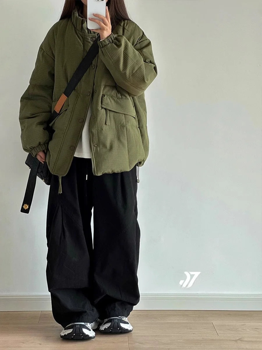 Voguable  Spring Summer New Wide Leg Pleated Workwear Trousers Casual Loose American Retro Unisex Pure Color Match All Japanese Style voguable