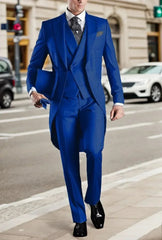 Voguable  Elegant Men's 3-Piece Tail Coat Blazer Vest Pant Tuxedo Set Regular Fit Peak Lapel Formal Male Suit for Prom Wedding Business voguable