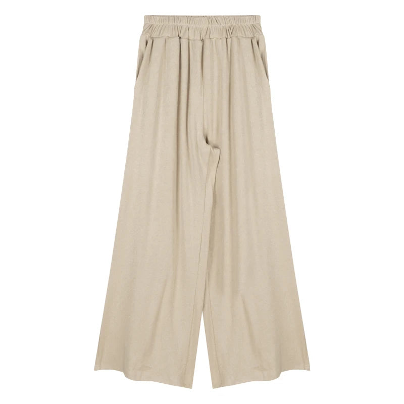 Voguable  Autumn New Streetwear Sexy Backless Irregular Long-sleeved T-shirt Women + Loose Casual Wide-leg Pants Two-piece Suit voguable