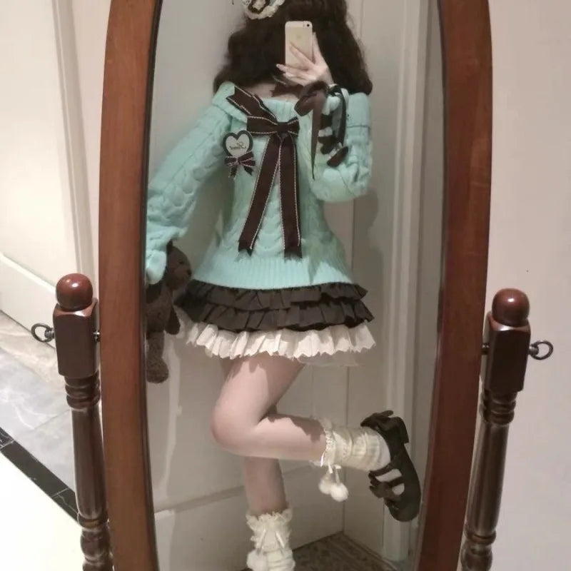 Brown Women Plaid Skirts Kawaii Lolita Sweet Mini Skirts Vintage Lace Patchwork Cute Fashion High Waist Layered Skirt voguable